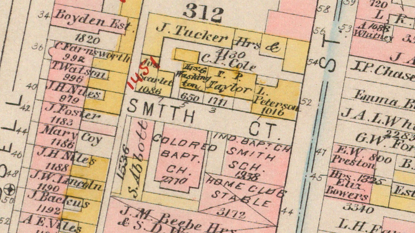 Excerpt of a map centered on "Smith Court".